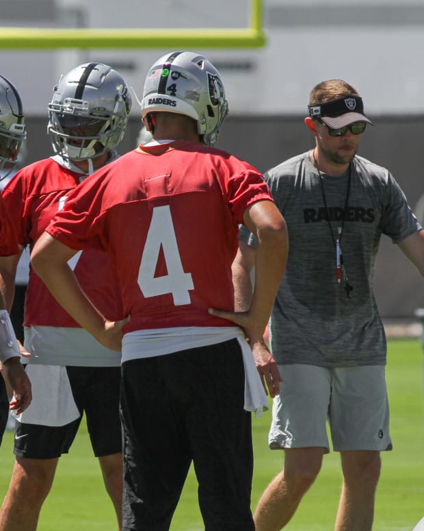 Raiders QBs Jimmy Garoppolo, Brian Hoyer, and Aidan O'Connell